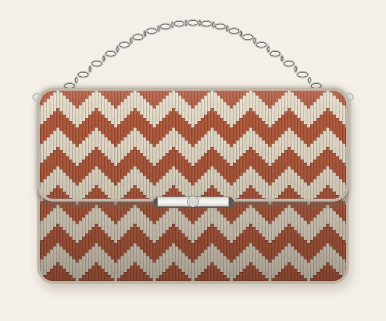 Clutch zigzag crema y terracota